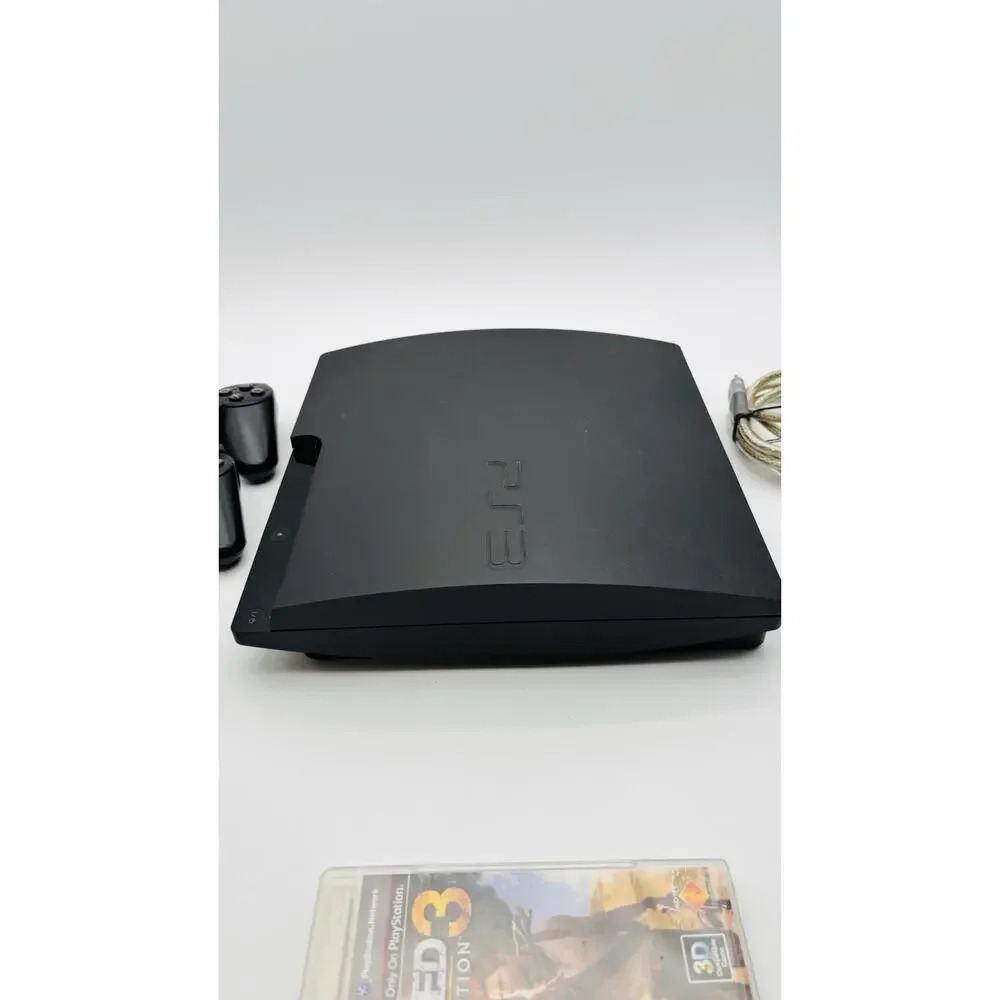 Sony PlayStation 3 PS3 Slim 320GB Console CECH-3001B Tested Works 3 Controllers